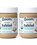 Soom Foods Organic Tahini 11oz (2 Pack) Roasted & Ground Sesame Seed Paste Creamy Tahini for Dubai Chocolate Hummus Sauces Vegan NutFree GlutenFree Kosher Keto Paleo Whole30