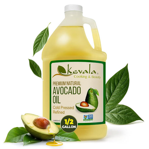 Kevala Avocado Oil Ã¢â‚¬â€œ 64 fl oz Ã¢â‚¬â€œ 1/2 gallon Ã¢â‚¬â€œ Cold Pressed Ã¢â‚¬â€œ Fresh Avocados Ã¢â‚¬â€œ Vegetable Oil for Cooking Ã¢â‚¬â€œ High Smoke Point Ã¢â‚¬â€œ For Frying and Baking