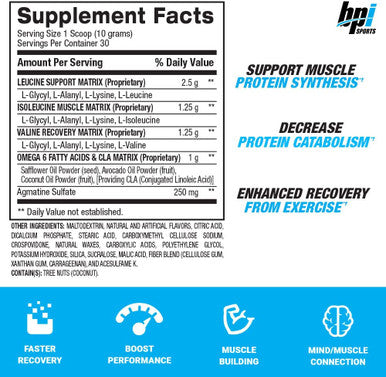 BPI Sports Best BCAA - Building Blocks of Protein and Muscle - Post-Workout Recovery - Weight Loss Support - Fruit Punch, 30 Servings, 300 grams