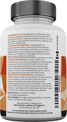 EBYSU Ashwagandha Supplement - 120 Capsules with Black Pepper Extract - Traditionally Used in Ayurveda Nervine Tonic, Sleep Aid & Memory Enhancement - 650mg Root Powder Pills