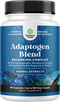 Natures Craft Herbal Adaptogen Mood Support Supplement - Calming Adaptogens Supplement for Stress & Cortisol Management with Ashwagandha Rhodiola Rosea & Maca Root - Vegan Non GMO & Daytime Friendly -180ct