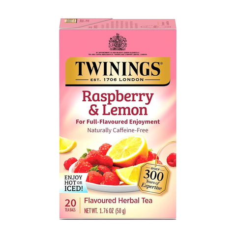 Twinings Lemon & Ginger, Caffeine-Free Herbal Tea Bags, 100 CT Box (1 Pack) | Spicy & Tangy, Ginger, Lemon Peel, Lemongrass, Blackberry Leaves, Soothe Digestion, 100 Foil Lined Individually Wrapped Bags