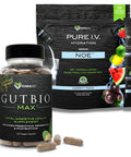 Karamd Pure I.V. + Gutbio Max - Special Bundle - Variety Flavor Hydration Packets (16 Sticks) & Powerful Supplement For Prebiotics, Postbiotics & Probiotics (120 Capsules)