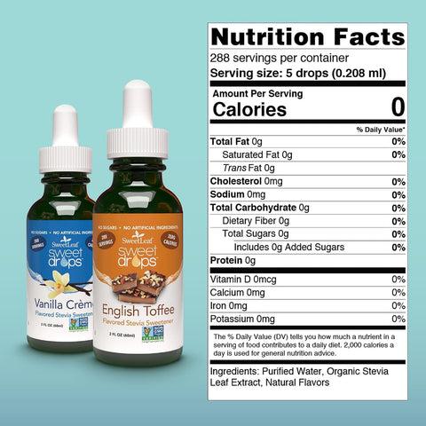 SweetLeaf Sweet Drops Flavored Stevia Liquid Sweetener Organic Stevia Extract Zero Calorie Gluten Keto Friendly Non GMO Natural Flavor Sugar Alternative Variety Pack 2 Fl Oz (Pack of 2)