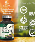 Black Seed Oil Capsules - Premium Cold Pressed Nigella Sativa Pure Black Cumin Seed Oil - Omega 3 6 9 Antioxidant Immune Support, Joint, Digestion, Hair & Skin, Gluten-Free - 120 Vegan Capsules