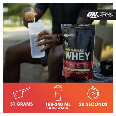 Optimum Nutrition Gold Standard 100% Whey Muscle Building And Recovery Protein Powder With Naturally Occurring Glutamine And Bcaa Amino Acids Vanilla Ice Cream Flavour 15 Servings 450 G
