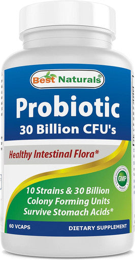 Best Naturals Probiotic 10 Strains & 30 Billion Cfu Intestinal Flora 60 Veggie Capsules (60 Count (Pack Of 1))