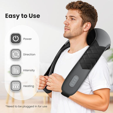 Comfier Shiatsu Neck Shoulder Massager, Back Massager With Heat, Christmas Gifts For Mom Dad Deep Tissue 4D Kneading Pillow Massager With Portable Storage Bag, Home, Office And Car Use