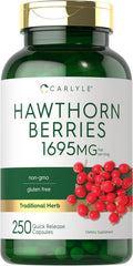 Carlyle Hawthorn Berry Capsules | 1695mg | 250 Capsules | Non-GMO Gluten Extract