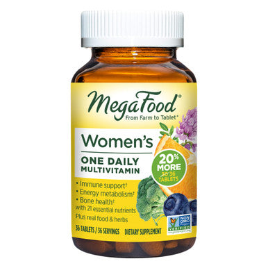 MegaFood Women'S One Daily Multivitamin For Women With Iron B Complex Vitamin C Vitamin D Biotin & More - Plus Real Food - Immune Support Supplement - Bone Health - Vegetarian - 36 Tabs