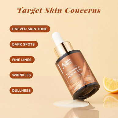 Anairui Vitamin C Serum 20%, With Hyaluronic Acid, Vitamin E, Increase Firmness, Reduce Fine Lines, Wrinkles,Dark Spots, Uneven Skin Tone 1Fl. Oz