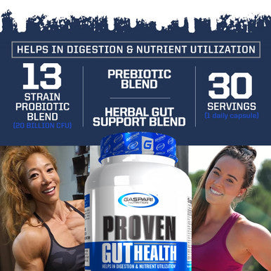 Gaspari Nutrition Proven Gut Health, Promotes Healthy Digestion, Prebiotics and Probiotics, Sports Digestion and Nutrient Utilization (30 Servings)