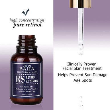 Retinol 2.5% Solution Facial Serum with Vitamin E - Facial Crepe Erase, Age Spot Remover, High Strength Solution for Face without a Prescription, 1 Fl Oz (30ml)
