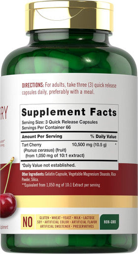 Carlyle Tart Cherry Capsules | 10500mg | 200 Pills | Max Potency | Non-GMO Gluten | Tart Cherry Juice Extract