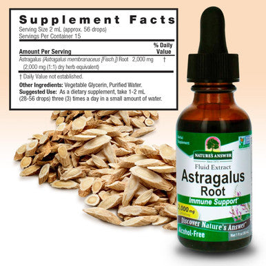 Nature'S Answer Astragalus Root 1oz Extract | Promotes Overall Wellbeing | Super Concentrated 2000mg | Alcohol- Gluten- Kosher & No Preservatives | Single Count