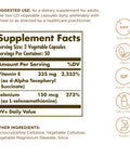 Solgar Dry Vitamin E With Yeast Free Selenium 100 Vegetable Capsules