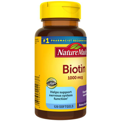 Nature Made Biotin 1000 Mcg Dietary Supplement Supports Healthy Hair & Skin 120 Softgels 120 Day Supply