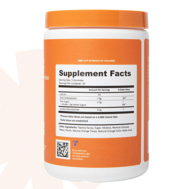 Create Creatine Monohydrate Gummies for Men and Women Boost Focus Strength and Endurance Anti-Melting Formula Vegan Gluten-Free Non GMO 1.5g of Creatine per Gummy Orange 90 Count