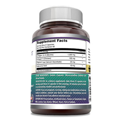 Amazing Formulas Advanced Collagen 1600Mg Per Serving Supplement | Collagen Type I, Ii & Iii With Vitamin C & Hyaluronic Acid | Veggie Capsules (180 Count)