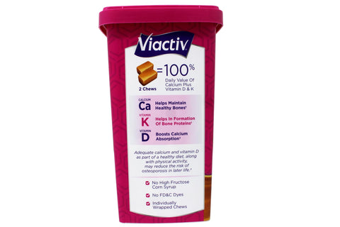 Viactiv Max Formula Calcium +Vitamin D3 Supplement for Bone Health Rich Caramel 100 Soft Chews 2 Pack