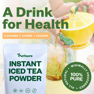 Purisure Unsweetened Iced Tea Powder Instant Black Tea Powder Real Black Tea Leaves Powdered Iced Tea Unsweetened With Zero-Calories Sugarless Instant Tea Powder 4 Oz 192 Serving Pack