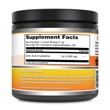 Amazing Formulas Citric Acid Powder Supplement | 100 Grams Per Serving | 454 Servings | Unflavored | Non-Gmo | Gluten-Free | Made In Usa
