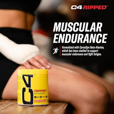 C4 Ripped Pre Workout Powder Cherry Limeade | Creatine Free + Sugar Free Preworkout Energy Supplement for Men & Women | 150mg Caffeine + Beta Alanine + Weight Loss | 30 Servings