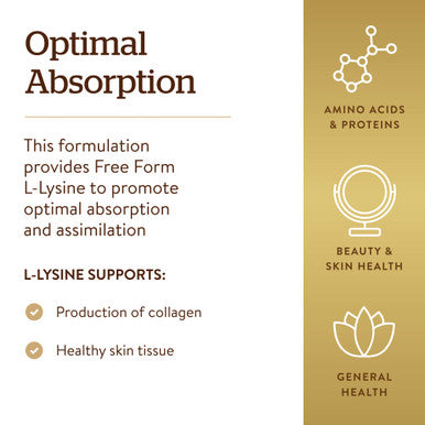 Solgar L-Lysine 500 Mg 250 Vegetable Capsules - Enhanced Absorption & Assimilation - Promotes Integrity Of Skin & Lips - Collagen Support - Amino Acids - Non-Gmo Vegan Gluten Free - 250 Servings