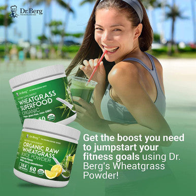 Dr. Berg's Wheatgrass Superfood Powder - Raw Juice Organic Ultra-Concentrated Rich in Vitamins and Nutrients - Chlorophyll and Trace Minerals - 60 Servings - Gluten- Non-GMO - 5.3 oz (1 Pack)