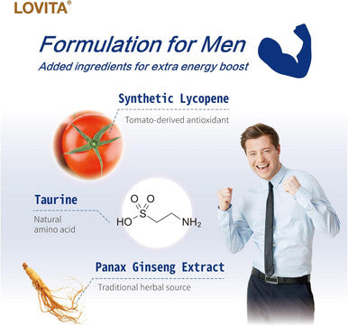 Lovita Timed-Release B Complex For Men 8-Hour Energy & Nutrient Metabolism Support With 10 Vitamin Bs, Vegetarian Tablets (60 Count)
