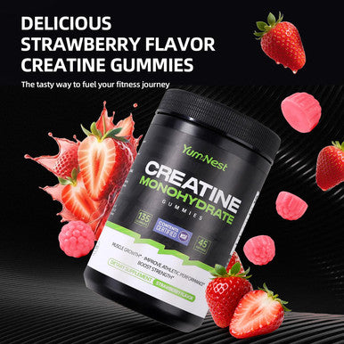 Yumnest Creatine Gummies Nsf Certified For Men & Women 5000 Mg Creatine Monohydrate Gummies For Muscle Growth Strength & Energy Support - Sugar Free Vegan Strawberry Flavor 135 Count Creatine Gummy