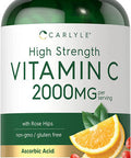Carlyle Vitamin C 2000mg with Rose Hips 300 Caplets Vegetarian Non GMO Gluten Free Supplement
