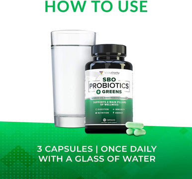 SBO Probiotic Organic Greens Superfood Blend Vegan Probiotics 50 Billion CFUs Per Serving Organic Spirulina Kale Broccoli Spinach for Improved Digestion and Immunity ShelfStable Supplement