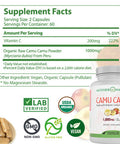Mother Nature Organics Superfoods For Organic Living Organic Vitamin C From Camu Camu Capsules 1000Mg Packed With Natural Vit C Raw Antioxidants - Immune Support Supplement & Anti-Aging For Skin - Powder Organic Vegan Non-Gmo (120 Count)