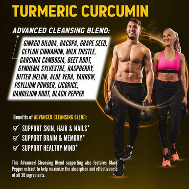30 in 1 Turmeric Curcumin + Ginger Capsules, 95% Curcuminoids, Equivalent to 20000mg, with Ginger, Ginseng, Garlic Bulb, Bromelain, Moringa, Black Pepper, Joint Inflammatory & Absorption Support