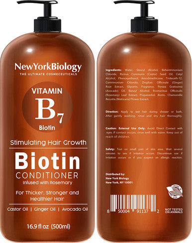 New York Biology Biotin Shampoo and Conditioner Set for Hair Growth and Thinning Hair Thickening Formula for Hair Loss Treatment For Men Women Anti Dandruff 16.9 fl Oz