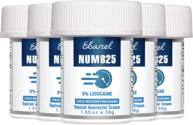 Ebanel 5% Lidocaine Numbing Cream Pain Relief Burn Itch Numb Cream Maximum Strength Topical Anesthetic with Allantoin Vitamin E for Local and Anorectal Uses Hemorrhoid Treatment Oil Free