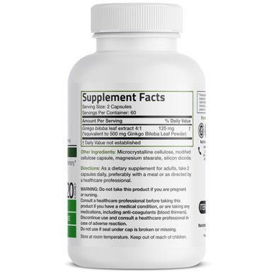 Bronson Ginkgo Biloba Extra Supports Brain Function & Memory Support, 120 Vegetarian Capsules