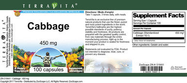 Terravita Cabbage - 450 Mg (100 Capsules, Zin: 519441) - 2 Pack