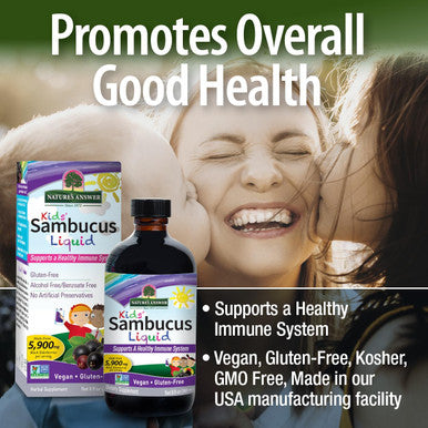 Nature'S Answer Sambucus Syrup Elderberry Kids Formula 8 Ounce | Natural Immune Booster | Taste That Kids Love | Flu Season Support | Packed with Antioxidants