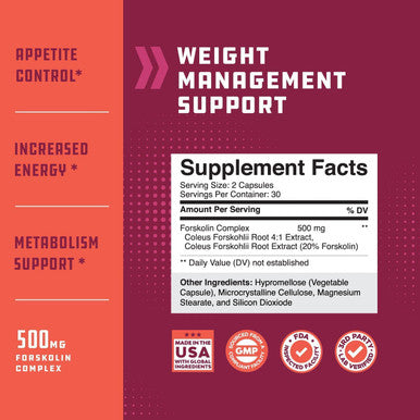 Forskolin Weight Loss Supplement for Men & Women Pure Coleus Forskohlii Extract Diet Pills Fat Burner Capsules Natural Appetite Suppressant Metabolism Booster Extra Strength by Natures Craft