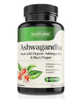 Built Nature Ashwagandha With Black Pepper For Max Absorption - Pure Organic Ashwagandha Powder Supplement, Non-Gmo, Gluten-Free & Gelatin Free - Stress, Mood, Focus, Immune & Thyroid Support - 60 Vegan Capsules