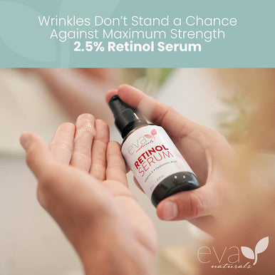 Eva Naturals Retinol Serum for Face with Hyaluronic Acid Vitamin E & Organic Aloe (Double Sized 2oz Bottle)