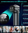 Jqx Massage Gun Deep Tissue, High Percussion Back Neck Massager For Athletes, Handheld Muscle Massager Gun With 30 Speed Levels 9 Replacable Heads, For Men & Women (Grey)