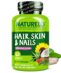 Naturelo Hair Skin And Nails Vitamins - 5000 Mcg Biotin Collagen Natural Vitamin E - Supplement For Healthy Skin Hair Growth For Women And Men 60 Capsules