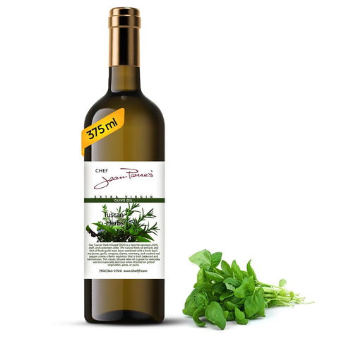 Chef Jean Pierre's Tuscan Herb Olive Oil - Naturally Infused, 750ml (25oz) Glass Bottle - Elevate Your Dishes with a Burst of Flavorful Sophistication