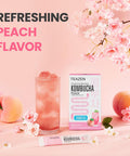 Teazen Peach Kombucha Tea Hydration Drink Mix Sugar Live Probiotics & Prebiotics 10 Sticks 1.76oz