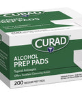 Curad Alcohol Disinfectant Prep Pads 2-ply Medium Size 200 Count