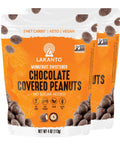 Lakanto Chocolate Covered Peanuts - Sweetened with Monk Fruit Sweetener, Keto Diet Friendly, On the Go Healthy Snack, Vegan, Dark Chocolate, Sea Salt, Cocoa Butter (Peanuts - Pack of 2)