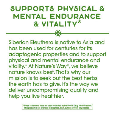 Nature'S Way Premium Herbal Siberian Eleuthero, 1,275 Mg Per Serving, 180 Vcaps